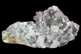 Pink/Purple Fluorite Crystals on Druzy Quartz - Mexico #90982-1